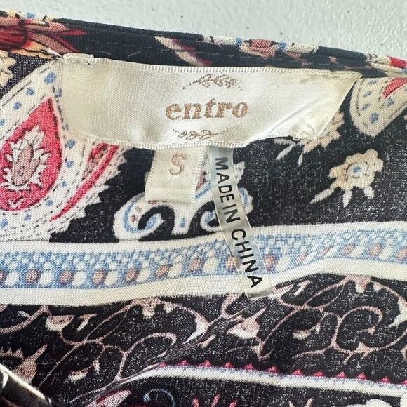 Entro Flowy Shift Mini Dress Size Small Red Geometric Hippie Boho Artsy Retro - Picture 5 of 7